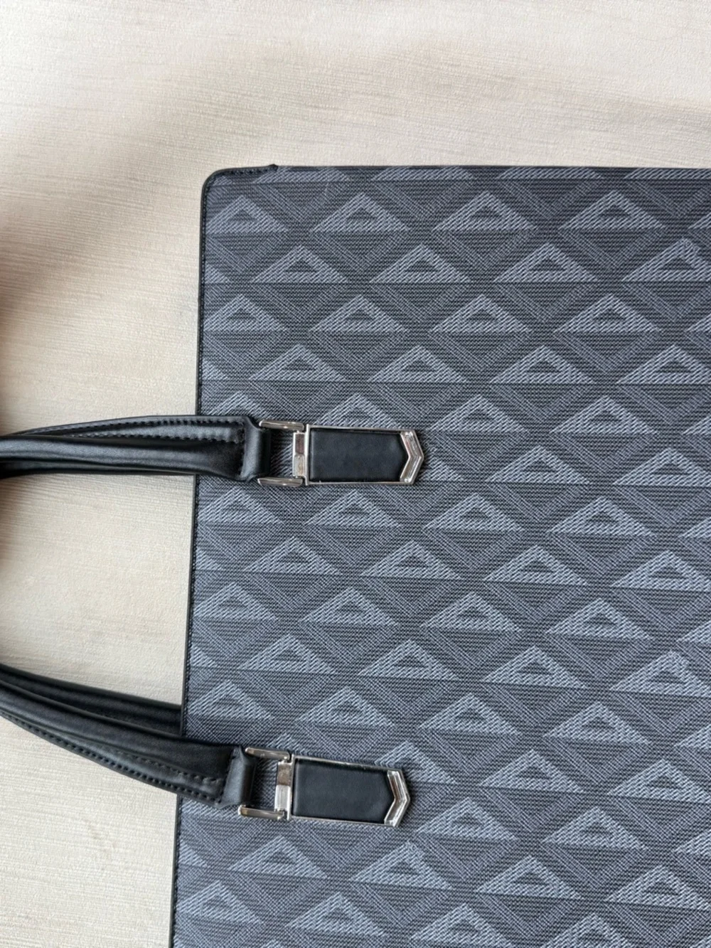Dior Gray Patterned Men's Briefcase with Black Handles